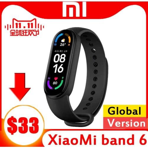 Xiaomi Mi Band 6 Smart Band Global version Colorful Screen 5 Color Blood Oxygen Fitness Traker Heart Rate Bluetooth Smart Bracel