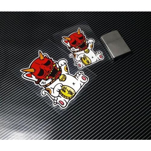 Maneki Neko Japanese Lucky Cat Stickers Reflective Vinyl Japan Mask Retro Car Sticker Motorcycle Decals For Vans SUV Laptops