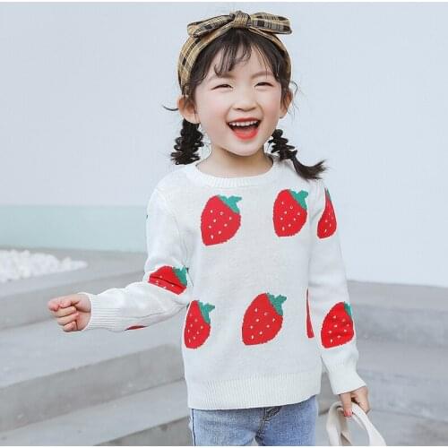 1-7Yrs Boy Girl Long Sleeve Knitted Strawberry Sweater New 2020 Autumn Winter Boys Girls Sweaters For Baby Girls Kids Sweaters
