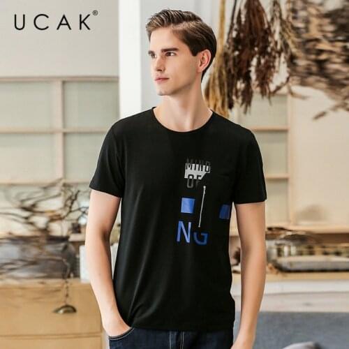 UCAK Brand Classic O-Neck Bamboo Fiber T Shirt Men Clothes Summer New Arrival Streetwear Breathable Refresh Tshirt Homme U5579