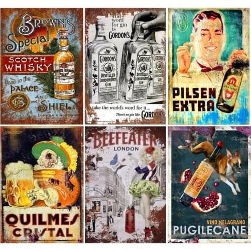 Vermouth Poster Whisky Beer Shbby Chic Metal Signs Bar Club Pub Home Decor Rhum Vintage Tin Signs Man Cave Wall Plaque ZSS47