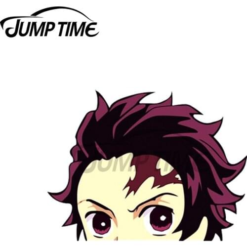 Jump Time 13 x8cm ForTanjiro Kamado Car Peeker Car Stickers Bumper Personality Motorcycle Creative Windows Cartoon 3D Decoration