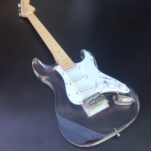 High quality electric guitar, acrylic, crystal guitar, maple neck, LED lamp inlay, free shipping