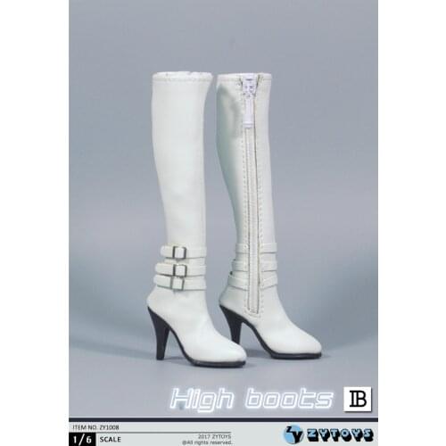 1/6 scale red high tube zipper female high heels leather boots shoes toy for 12" action figure model toys collection