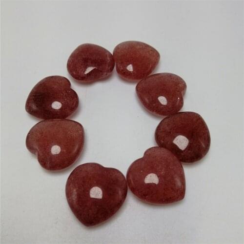 1-2pcs 15mm Natural Gemstone Strawberry Quartz Crystal Love Heart Shaped Stone Love Healing crystal Gemstone 2020 products