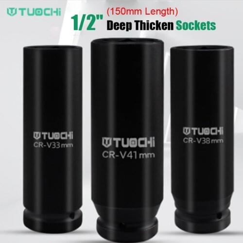 1PCS 1/2" Drive 150mm High Deep Impact Sockets Hex Thicken Air Pneumatic Socket Wrench Head CR-V 6 Point Socket Set Repair Tools