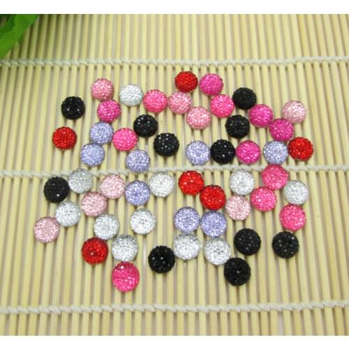 100Pcs Mixed Round Bling Shiny Resin Decoration Crafts Beads Flatback Cabochon Scrapbook DIY Embellishments Accessories 12mm