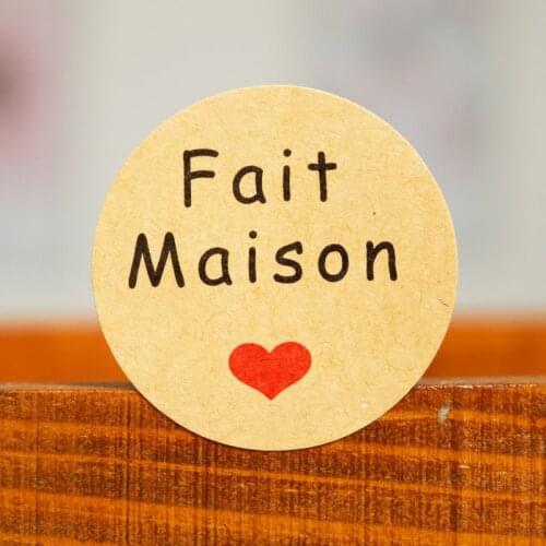 102PCS French Hand made "Fait Maison" Gift Stickers Bakery Cookie Packaging Bag Kraft Paper Seal Labels