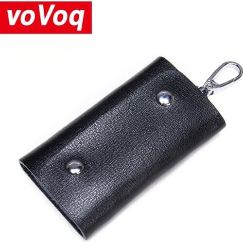 2020 Genuine Leather Keychain Men Women Key Holder Organizer Pouch Cow Split Car Key Wallet Housekeeper Key Case Mini Card Bag