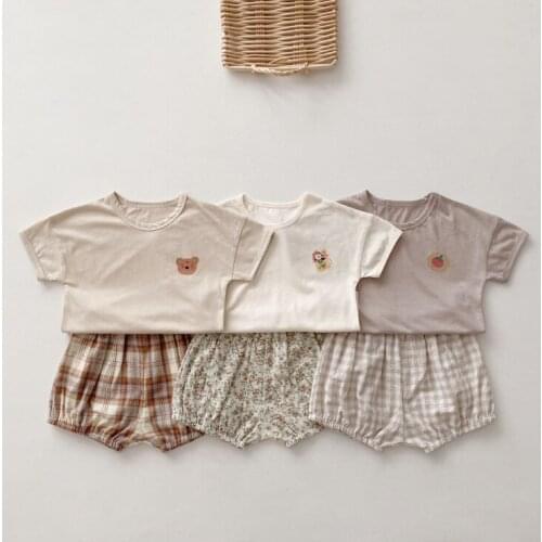 2021 New boys girls 2 pcs set t shirt+shorts cotton summer soft fashion babys suits