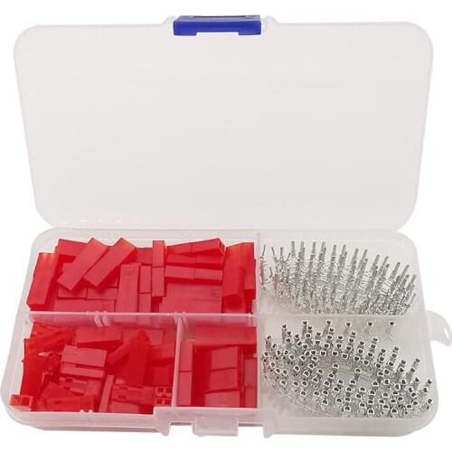 300Pcs/Box JST-SYP 2Pin Connector Pitch 2.54mm 2P Male Plug and Female Socket Red Plastic Housing Crimp Pin Terminal Adapter Kit