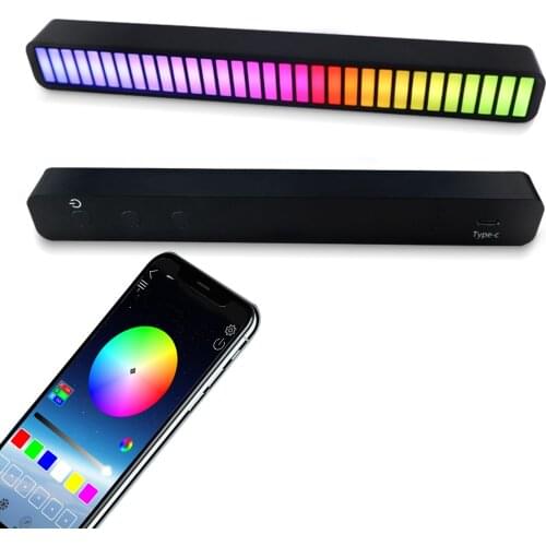 32Bit RGB Sound Field Pickup Ambient Light Voice Activated Pickup Rhythm Light Sound Reactive LED Light Bar BT Control Lamp Bar