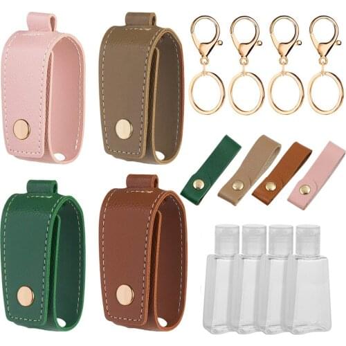 4pcs Hand Sanitizer Keychain Holders Empty Bottle 30ml /1oz Refillable Liquid Container Bottle with Keychain Carrier for Travel