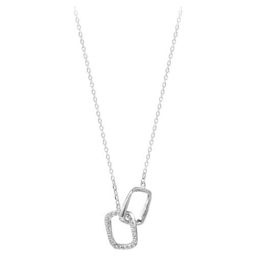 925 Sterling Silver Pin Light Luxury Niche Design Sense Clavicle Chain Cold Wind Simple Temperament Square Double Ring