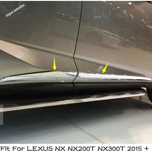 Lapetus Accessories Fit For LEXUS NX NX200T NX300T 2015 - 2019 Chrome Car Door Body Molding Stripe Cover Trim / Protective Kit