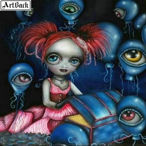5d diy diamond painting big eyes girl full square diamond embroidery 3d round mosaic sticker little girl eyes