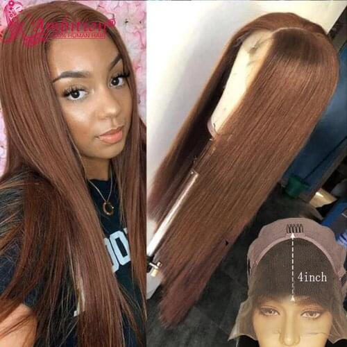 Ambition Human Hair Wigs Pre plucked 13x4 Lace Front Wigs for Women 180% Density #4 Brown Glueless Lace Wigs Bleached Knots Wigs