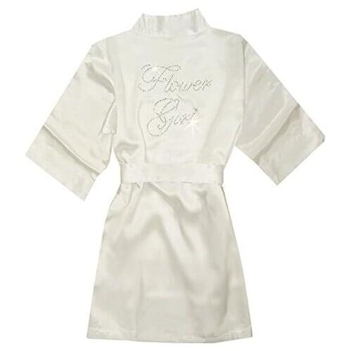 Fashion Kid Flower Girl Wedding Party Mini Bride Bridal Satin Solid Bath Robe Yukata Rayon Silk Sexy Sleepwear Children Dressin