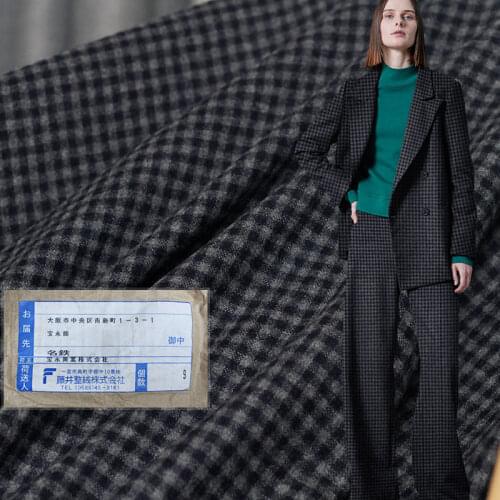 White Waxberry Japanese Black Grey Plaid Wollen Wool Fabrics 100%Wool Material Women Suits Pants Sewing Cloth Tailor Freeshippin