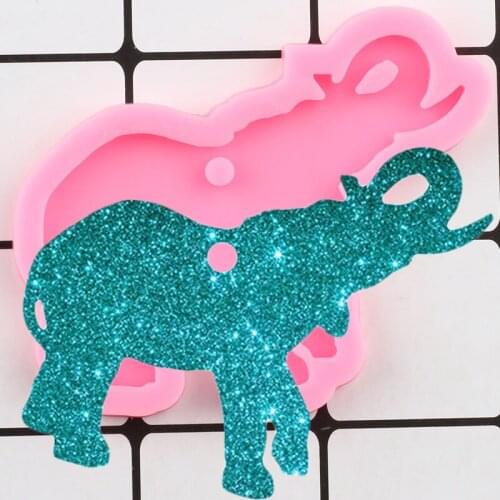Shiny Elephant Keychain Silicone Mold Polymer Clay DIY Jewelry Making Epoxy Resin Molds Pendant Mould Handmade Charms Moulds