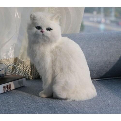 Big cute simulation sitting cat toy polyethylene&furs white cat model gift about 26x19x14cm 2926