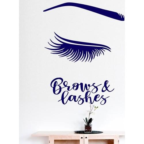 Brows and Lashes Wall Decal for Spa Beauty Salon Girls Long Lashes Vinyl Stickers Gir Room Eyelashes Extensions Decoration Z386