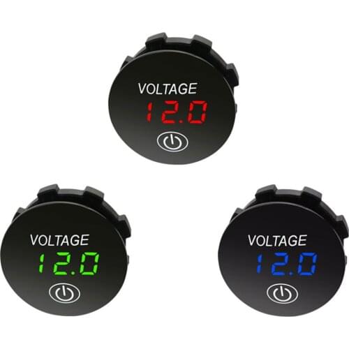 12V-24V Car Motorcycle LED Panel Digital Voltage Meter Battery Capacity Display Voltmeter with Touch ON OFF Switch