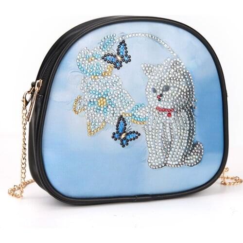 DIY Special Shaped Diamond Painting Leather Chain Shoulder Bags Women Bag Cat Diamond Painting Embroidery Cross Stitch Wallet