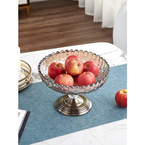 European Decoration Hotel Crystal Glass Fruit Plate Household Goods Glassware Fashion Creative Clear Full Bloom Candy Christmas