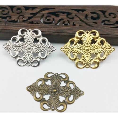 20pcs 30x42mm Filigree flower Wraps Metal Charms For Embellishment Scrapbook DIY Jewelry Metal Craft Cosplay accessories