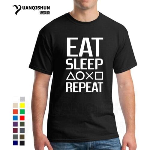 Eat Sleep Playstation Repeat Tshirt Summer Casual PS Game T Shirt For Men High Quality 16 Colors Cotton Tops Tee HipHop Harajuku