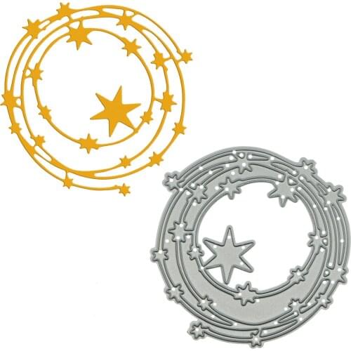 Circle Stars Pattern Metal Cutting Die Scrapbooking Paper Cutter Mold For Photo Album Clipart Decorating