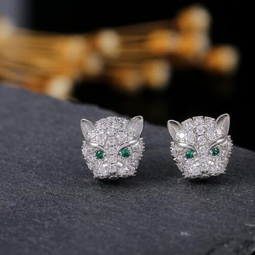 Personality All-Match Jewelry Temperament Full Of Zircon Leopard Head Earrings For Women Luxury Namour Charm Gift All Seasons