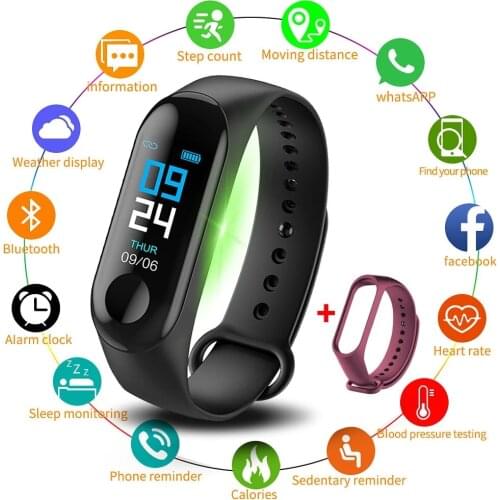 M3 Smart Bracelet Heart Rate Blood Pressure Health Waterproof Smart Watch Bluetooth Watch Wristband Fitness Tracker Smart Watch