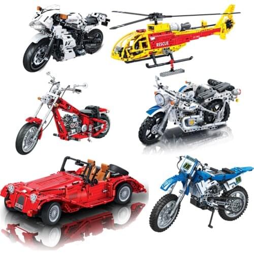 City Car Technical Motorcycle Model Brick Super Racers Speed Champions Moto Plane Building Blocks Sets Learning Toys Kids Gift
