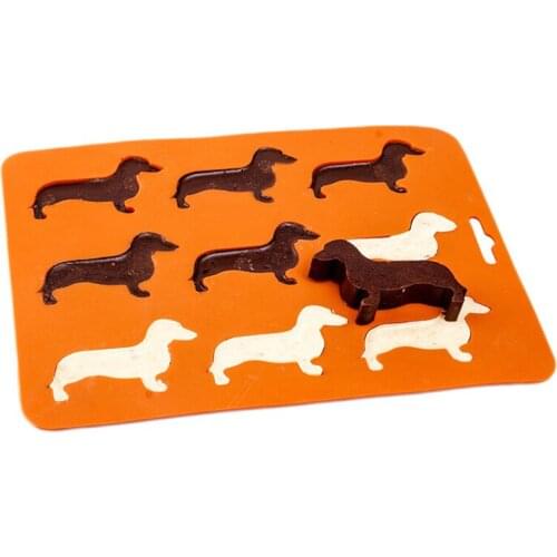 New Hot Cute Dog Shaped Silicone Ice Chocolate Molds and Tray Dachshund Shaped Ice Trays For Home Kitchen SMR88