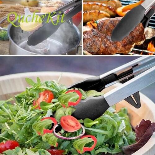 Silicone BBQ Grilling Tong Salad Bread Serving Kitchen Barbecue Tool Non-Stick Salad Bread Serving Cooking Tools with Joint Lock