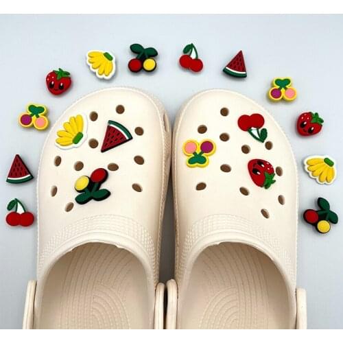 Cute Fruit Strawberry Cherries PVC Shoe Badges DIY Decoration Fit For Womens Croc Clogs Jibz Charms Childs Gifts Accessories