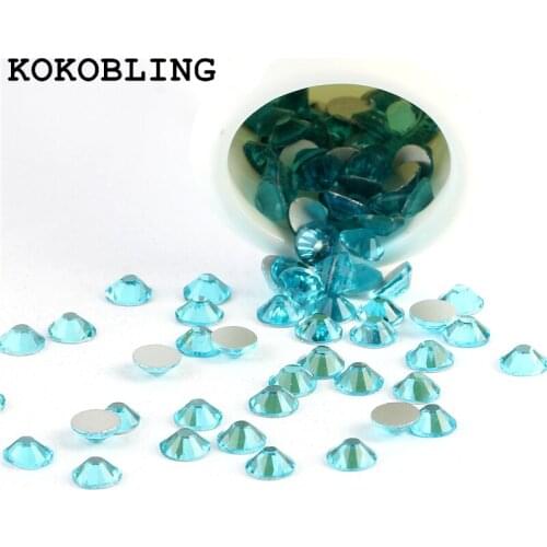Ss3 -ss30 Flat Back Crystal Aquamarine ( 3d Nail Art decorations ) Non Hot Fix Glue on rhinestones for nails diy