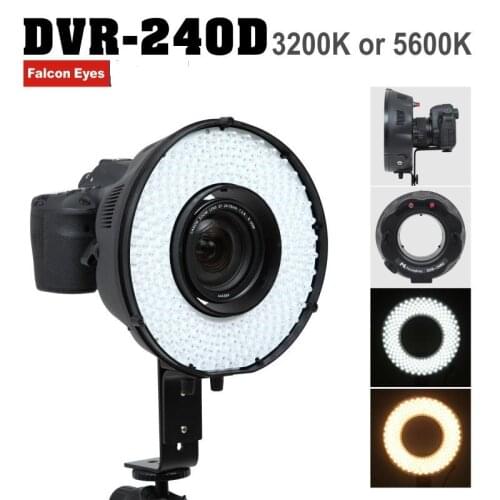 Falcon Eyes LED Photo Ring Light Selfie Beauty 5600K Dimmable For Youtube Video Fotografia Lighting DVR-240D + MV-AD1(NP-F750A)