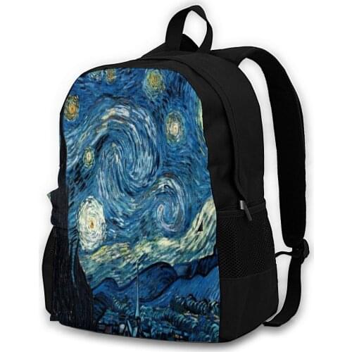 Van Gogh Backpacks Polyester Festival Girl Backpack Big Streetwear Bags