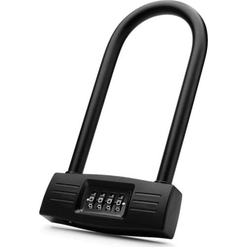 Bicycles U Lock, Heavy Duty Bike Scooter Motorcycles Combination Lock Combo Gate Lock for Anti TheftBlack
