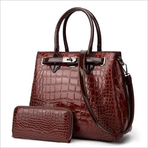 Womens bag Handbag designer Luxury 2021 new PU leather Crocodile pattern Shoulder bag 2PCS Crossbody Clucth Ladies wallet