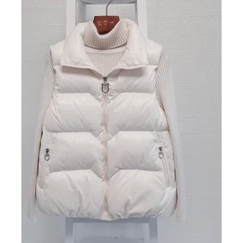 2021 Autumn Winter Loose Casual White Down Jackets Fashion Stand Collar White Duck Tank Outerwear Women Shorts Down Vest Coats