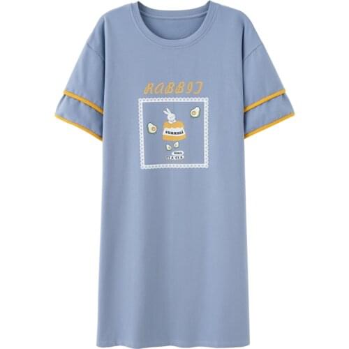 ATOXY Cotton Womens Sleep Lounge Dress Big Girls Cartoon Sleepwear Nightgowns Sleepshirts Night Shirts Home Clothing Nightwear