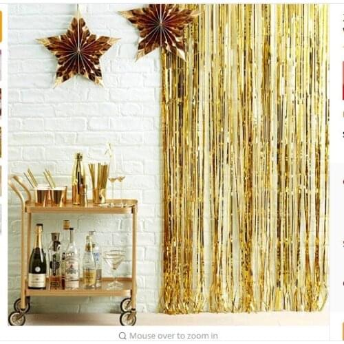 2M 3M Gold Silver Metallic Foil Tinsel Fringe Curtain Birthday Party Decoration Wedding Photography Backdrop Curtain Photo Props