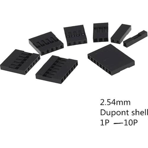 100pcs/lot Dupont Plastic Shell Plug 2.54mm Single Row Dupont Connector 1P/2P/3P/4P/5P/6P/7P/8P/9P/10P Housing