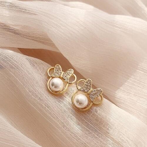 2 pcs set Disney cartoon doll accessories silver earrings girl Chinese style Mickey mouse earrings baby girls toys