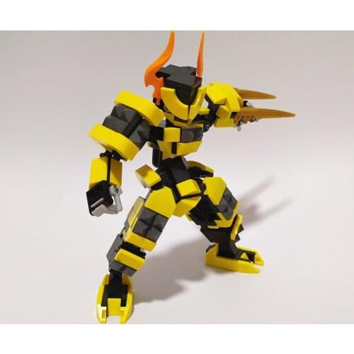 264+Pcs 17cm Yellow Mecha Bricks Model DIY STEM MOC Small Particles Building Block Educational Toy