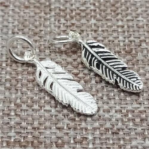 925 Sterling Silver Small Feather Charms for Bracelet Necklace